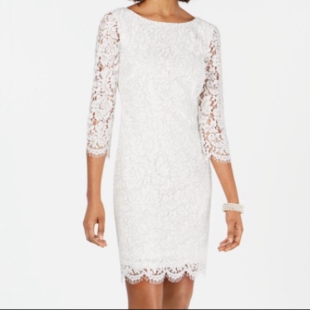 Adrianna Papell women’s lace sheath dress white size 8